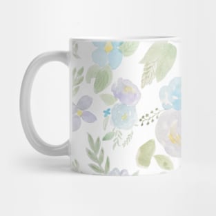 blue flowers and leaf watercolor pattern Mug